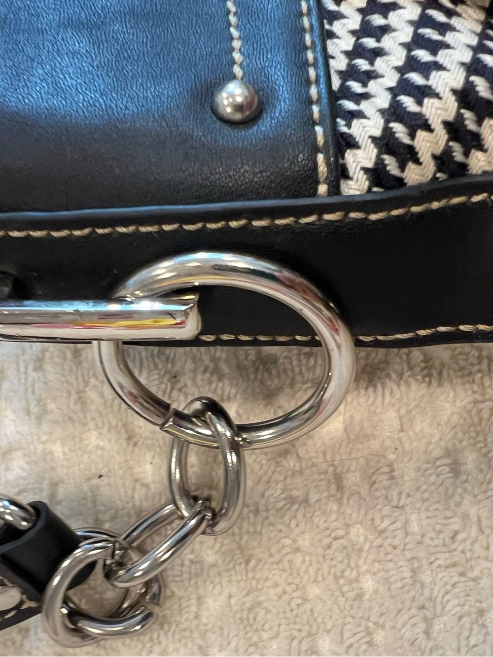 Black Chaps Crossbody Bag with Silver Hardware - Picture 4 of 8